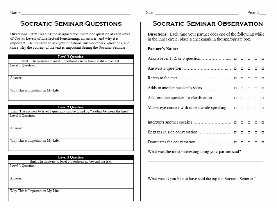FEATURED STRATEGY OF THE MONTH SOCRATIC SEMINAR A SOCRATIC