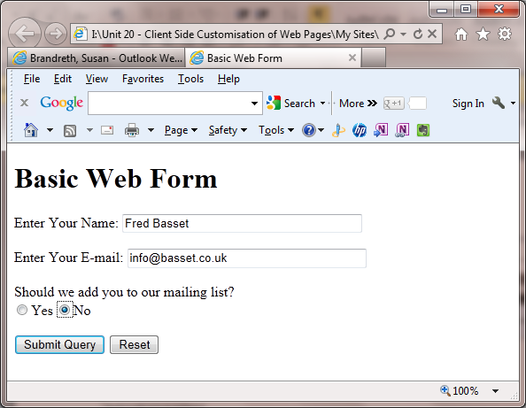 CREATING A SIMPLE WEB FORM IN HTML IN THIS