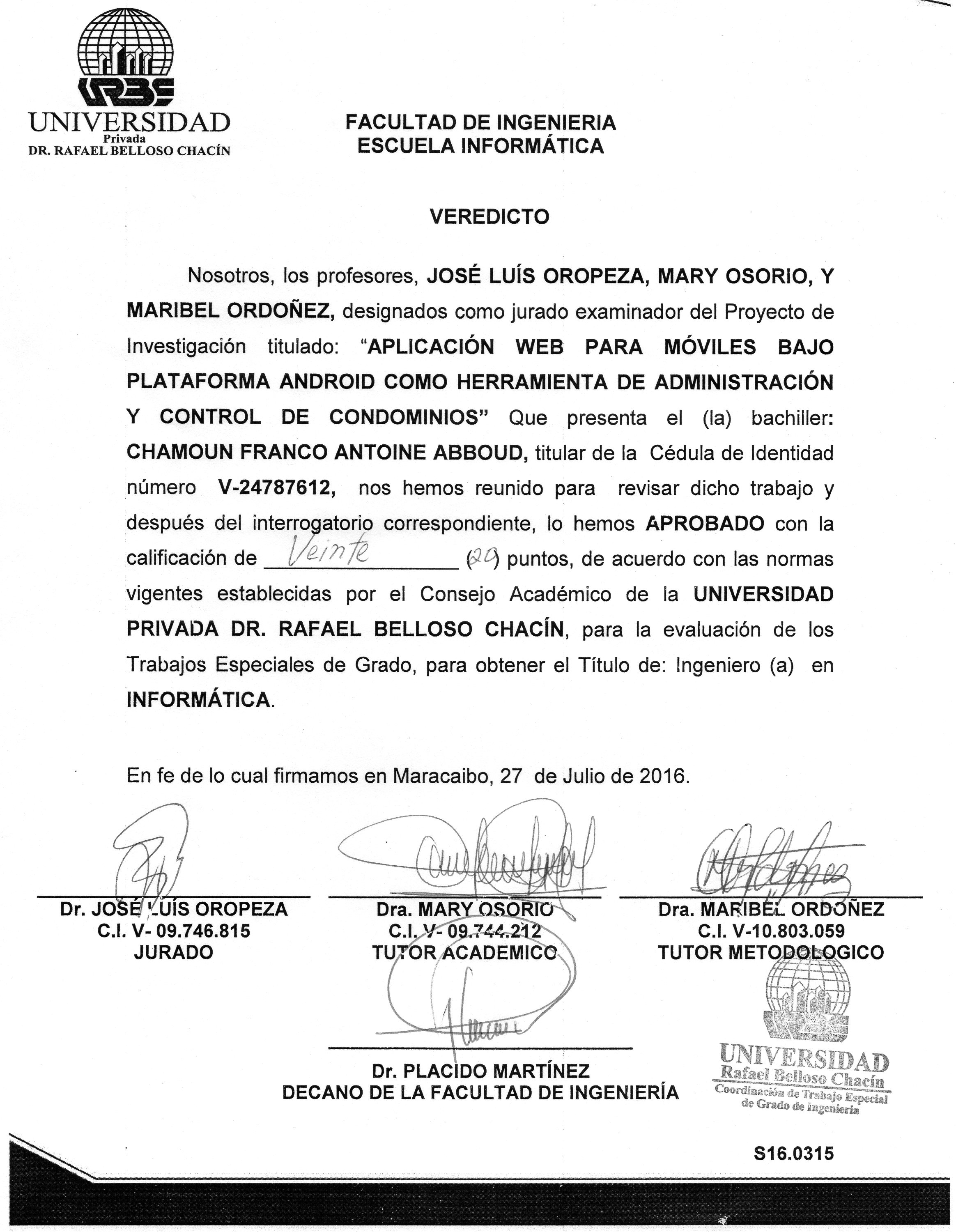 REPÚBLICA BOLIVARIANA DE VENEZUELA UNIVERSIDAD RAFAEL BELLOSO CHACÍN FACULTAD
