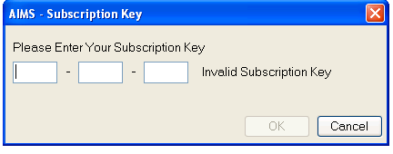 ACTIVATING THE SUBSCRIPTION KEY THE AIMS SOFTWARE REQUIRES AN