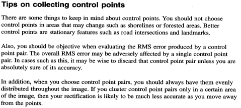 CHOOSING CONTROL POINTS RMS (ROOT MEAN SQUARE) ERROR AND